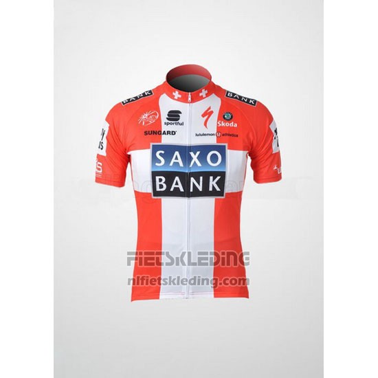 2010 Fietskleding Saxo Bank Kampioen Denemarken Korte Mouwen en Koersbroek